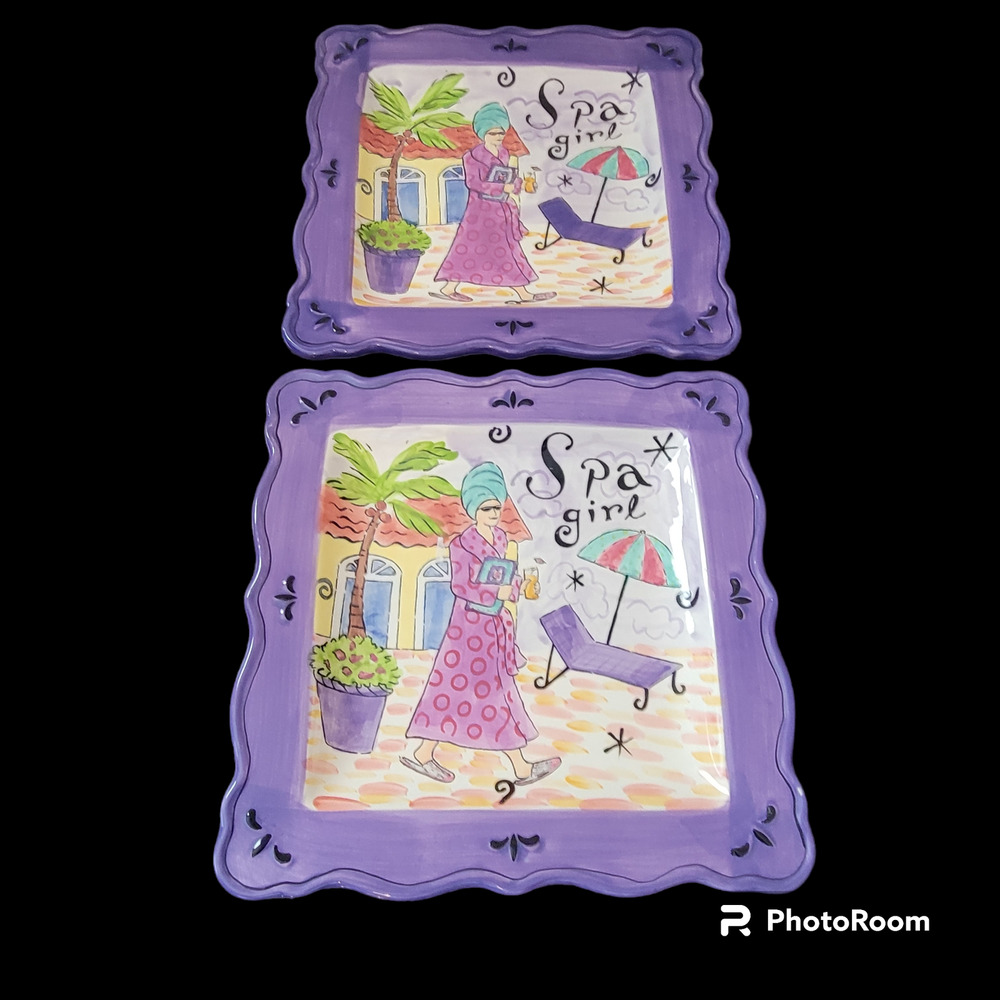 Certified International Jennifer‎ Brinley Salad Plates Spa Girl  Set of Two